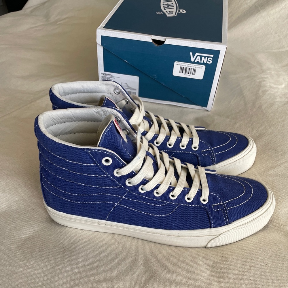 Vans Vault Og Sk8 Hi lx blue herringbone